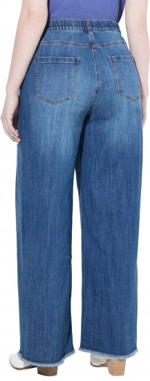 Ulla Popken Extra Wide Leg Stretch Fit Jeans Denim Blue - Jeans & Bukser i Store Størrelser – Plus Size - Jeans og bukser, EU 42-70