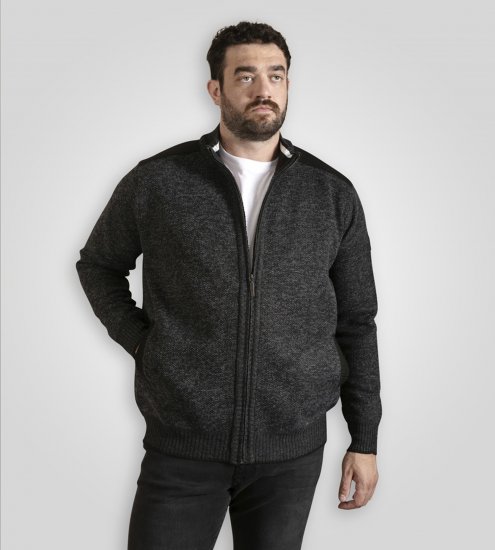 D555 Dereham 2 Knitted Sweater with Zipper Charcoal TALL - TALL gensere - 