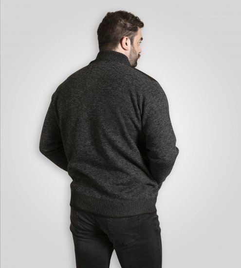 D555 Dereham 2 Knitted Sweater with Zipper Charcoal TALL - TALL gensere - 