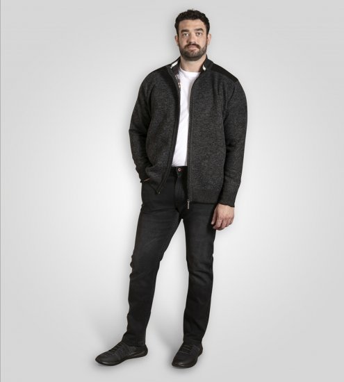 D555 Dereham 2 Knitted Sweater with Zipper Charcoal TALL - TALL gensere - 