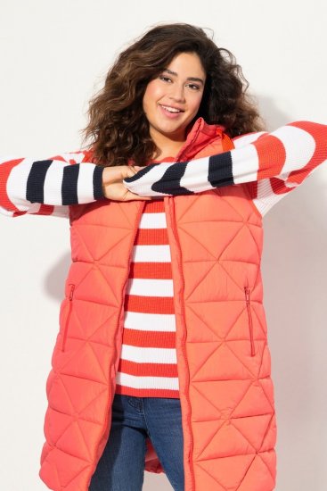 Ulla Popken Mixed Stripe Long Sleeve Sweater Hibiscus Red - Hettegensere og collegegensere - Myke gensere, hettegensere og strikk