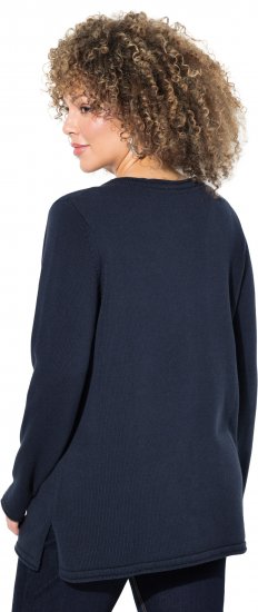 Ulla Popken Sequined Star Rolled Edge Sweater Navy - Hettegensere og collegegensere - Myke gensere, hettegensere og strikk