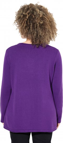 Ulla Popken Sequined Star Rolled Edge Sweater Dark Purple - Hettegensere og collegegensere - Myke gensere, hettegensere og strikk