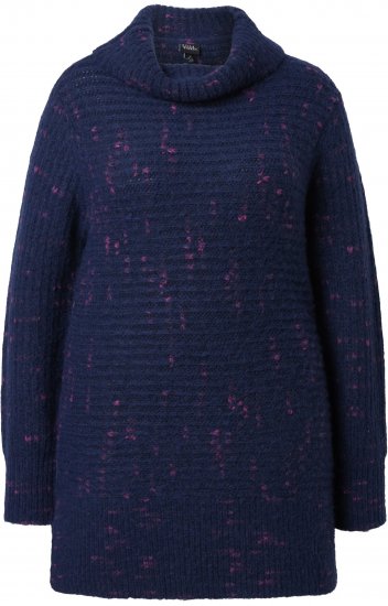 Ulla Popken Space Yarn Oversized Turtleneck Sweater Blue - Hettegensere og collegegensere - Myke gensere, hettegensere og strikk
