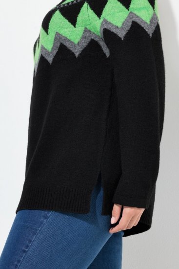 Ulla Popken Neon Alpine Pattern Long Sleeve Turtleneck Sweater Apple Green - Hettegensere og collegegensere - Myke gensere, hettegensere og strikk