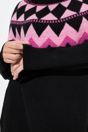 Ulla Popken Neon Alpine Pattern Long Sleeve Turtleneck Sweater Light Pink - Hettegensere og collegegensere - Myke gensere, hettegensere og strikk