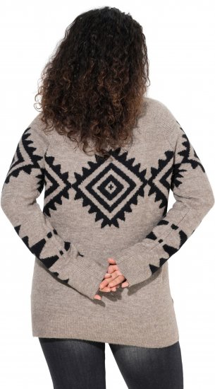 Ulla Popken Aztec Pattern Turtleneck Sweater Pebble Grey - Hettegensere og collegegensere - 