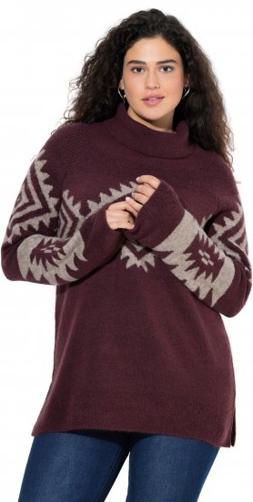 Ulla Popken Aztec Pattern Turtleneck Sweater Plum - Hettegensere og collegegensere - 