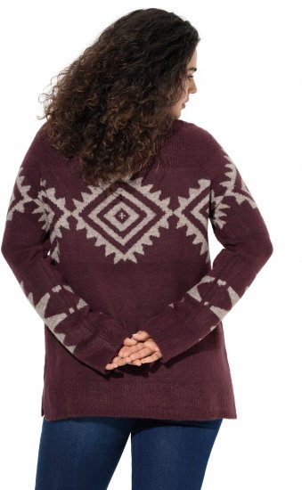 Ulla Popken Aztec Pattern Turtleneck Sweater Plum - Hettegensere og collegegensere - 