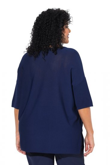 Ulla Popken Oversized 3/4 Sleeve V-Neck Sweater Navy - Hettegensere og collegegensere - Myke gensere, hettegensere og strikk