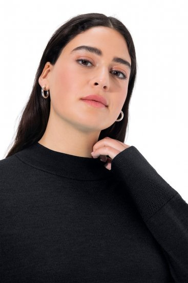 Ulla Popken Long Sleeves Mock Turtleneck Sweater Black - Ulla Popken - Ulla Popken Plus-Size Klær