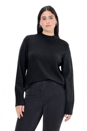 Ulla Popken Long Sleeves Mock Turtleneck Sweater Black - Ulla Popken - Ulla Popken Plus-Size Klær