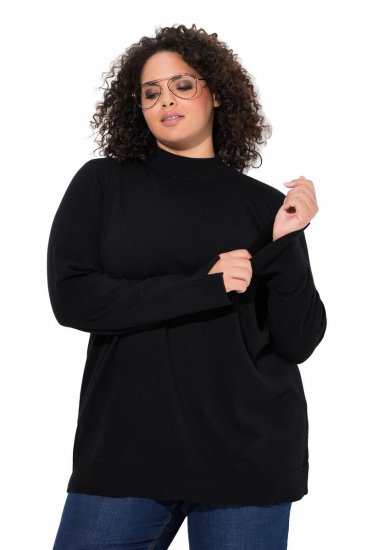 Ulla Popken Long Sleeves Mock Turtleneck Sweater Black - Ulla Popken - Ulla Popken Plus-Size Klær