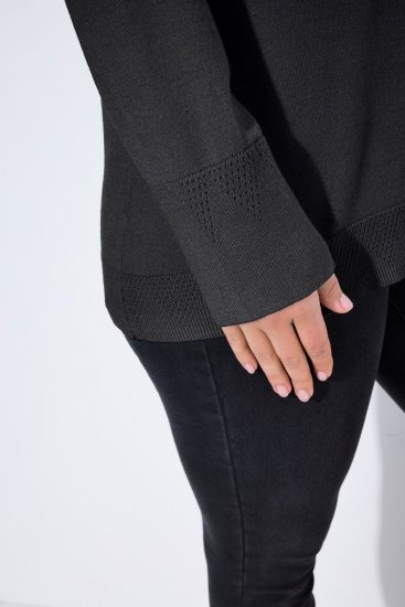Ulla Popken Long Sleeves Mock Turtleneck Sweater Charcoal Grey Melange - Hettegensere og collegegensere - Myke gensere, hettegensere og strikk