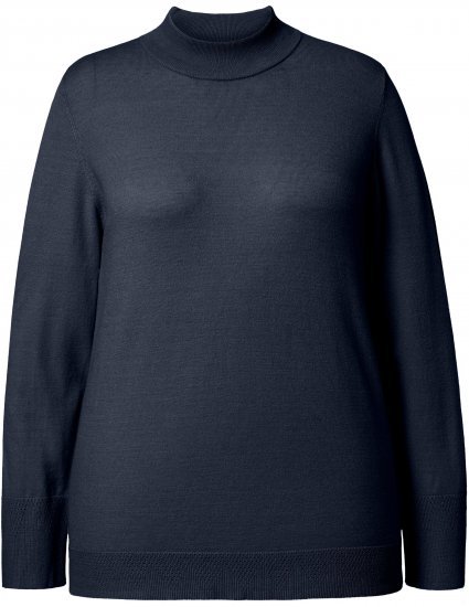Ulla Popken Long Sleeves Mock Turtleneck Sweater Navy - Hettegensere og collegegensere - Myke gensere, hettegensere og strikk