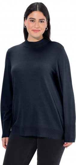 Ulla Popken Long Sleeves Mock Turtleneck Sweater Navy - Hettegensere og collegegensere - Myke gensere, hettegensere og strikk