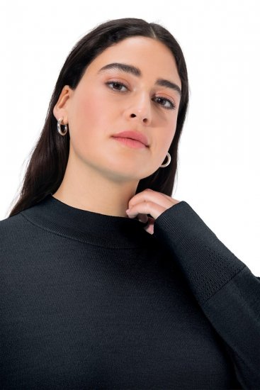 Ulla Popken Long Sleeves Mock Turtleneck Sweater Navy - Hettegensere og collegegensere - Myke gensere, hettegensere og strikk