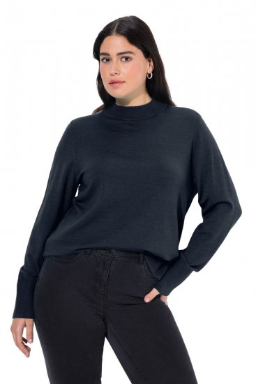 Ulla Popken Long Sleeves Mock Turtleneck Sweater Navy - Hettegensere og collegegensere - Myke gensere, hettegensere og strikk