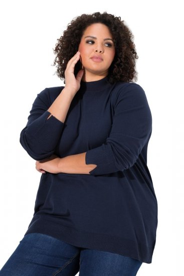 Ulla Popken Long Sleeves Mock Turtleneck Sweater Navy - Hettegensere og collegegensere - Myke gensere, hettegensere og strikk
