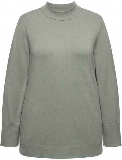 Ulla Popken Long Sleeves Mock Turtleneck Sweater Grey - Hettegensere og collegegensere - Myke gensere, hettegensere og strikk