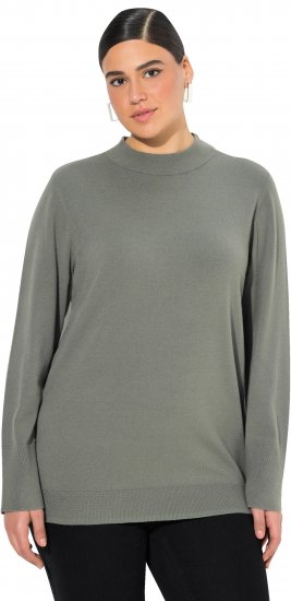 Ulla Popken Long Sleeves Mock Turtleneck Sweater Grey - Hettegensere og collegegensere - Myke gensere, hettegensere og strikk