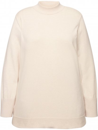 Ulla Popken Long Sleeves Mock Turtleneck Sweater Nature Melange - Hettegensere og collegegensere - Myke gensere, hettegensere og strikk