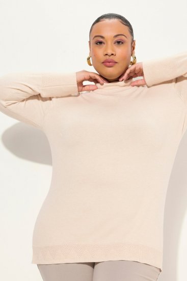 Ulla Popken Long Sleeves Mock Turtleneck Sweater Nature Melange - Hettegensere og collegegensere - Myke gensere, hettegensere og strikk