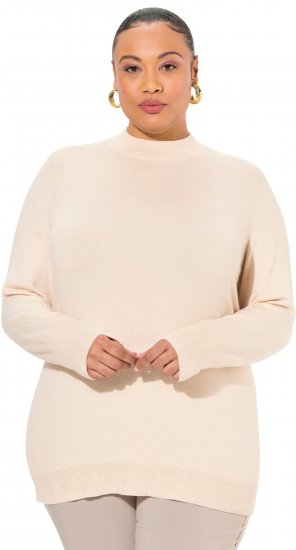 Ulla Popken Long Sleeves Mock Turtleneck Sweater Nature Melange - Hettegensere og collegegensere - Myke gensere, hettegensere og strikk
