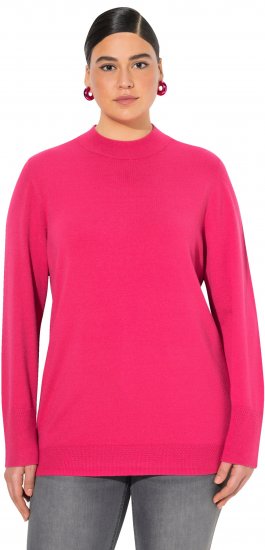 Ulla Popken Long Sleeves Mock Turtleneck Sweater Red Pink - Hettegensere og collegegensere - Myke gensere, hettegensere og strikk