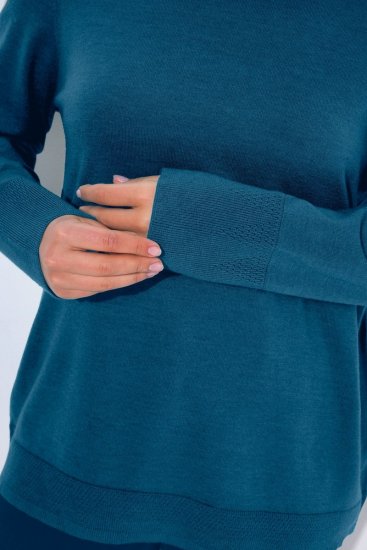 Ulla Popken Long Sleeves Mock Turtleneck Sweater Cerulean - Ulla Popken - Ulla Popken Plus-Size Klær