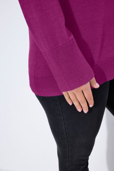 Ulla Popken Long Sleeves Mock Turtleneck Sweater Berry - Hettegensere og collegegensere - Myke gensere, hettegensere og strikk