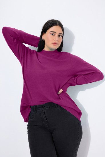Ulla Popken Long Sleeves Mock Turtleneck Sweater Berry - Hettegensere og collegegensere - Myke gensere, hettegensere og strikk