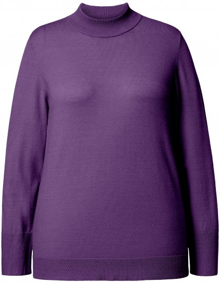 Ulla Popken Long Sleeves Mock Turtleneck Sweater Deep Violet - Hettegensere og collegegensere - Myke gensere, hettegensere og strikk