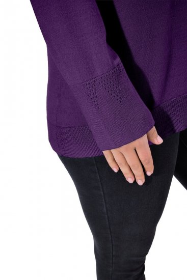 Ulla Popken Long Sleeves Mock Turtleneck Sweater Deep Violet - Hettegensere og collegegensere - Myke gensere, hettegensere og strikk