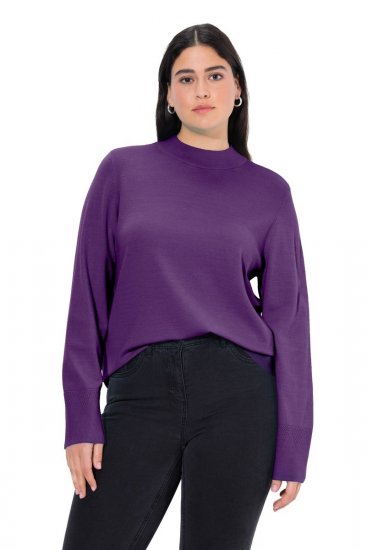 Ulla Popken Long Sleeves Mock Turtleneck Sweater Deep Violet - Hettegensere og collegegensere - Myke gensere, hettegensere og strikk