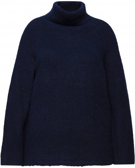 Ulla Popken Ribbed Knit Turtleneck Sweater Navy - Hettegensere og collegegensere - Myke gensere, hettegensere og strikk