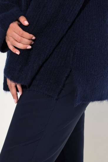 Ulla Popken Ribbed Knit Turtleneck Sweater Navy - Hettegensere og collegegensere - Myke gensere, hettegensere og strikk