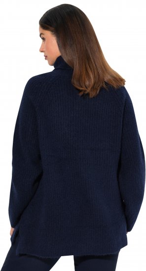 Ulla Popken Ribbed Knit Turtleneck Sweater Navy - Hettegensere og collegegensere - Myke gensere, hettegensere og strikk