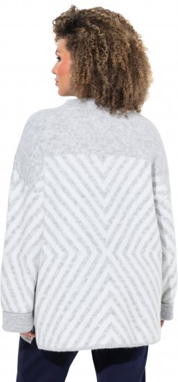 Ulla Popken Graphic Stripe Long Sleeve Turtleneck Sweater Silver Melange - Hettegensere og collegegensere - Myke gensere, hettegensere og strikk