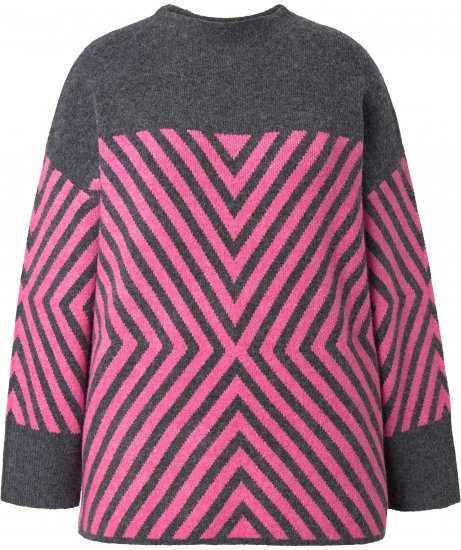 Ulla Popken Graphic Stripe Long Sleeve Turtleneck Sweater Flamingo - Hettegensere og collegegensere - Myke gensere, hettegensere og strikk