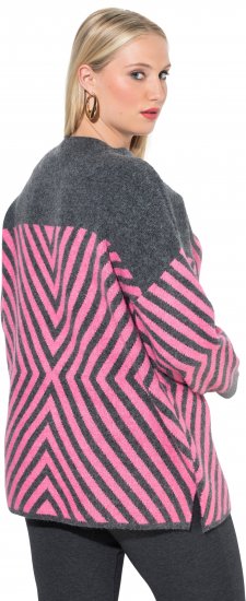 Ulla Popken Graphic Stripe Long Sleeve Turtleneck Sweater Flamingo - Hettegensere og collegegensere - Myke gensere, hettegensere og strikk