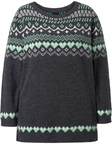 Ulla Popken Norwegian Style Pastel Tone Long Sleeve Sweater Dark Grey Melange - Hettegensere og collegegensere - Myke gensere, hettegensere og strikk