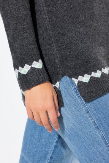 Ulla Popken Norwegian Style Pastel Tone Long Sleeve Sweater Dark Grey Melange - Hettegensere og collegegensere - Myke gensere, hettegensere og strikk