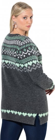 Ulla Popken Norwegian Style Pastel Tone Long Sleeve Sweater Dark Grey Melange - Hettegensere og collegegensere - Myke gensere, hettegensere og strikk