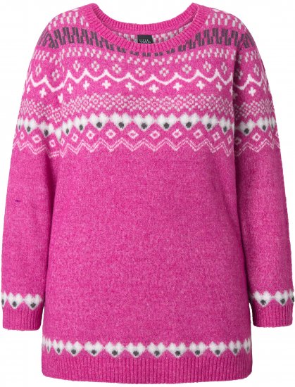 Ulla Popken Norwegian Style Pastel Tone Long Sleeve Sweater Summer Berry - Hettegensere og collegegensere - Myke gensere, hettegensere og strikk