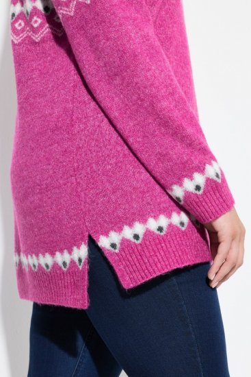 Ulla Popken Norwegian Style Pastel Tone Long Sleeve Sweater Summer Berry - Hettegensere og collegegensere - Myke gensere, hettegensere og strikk