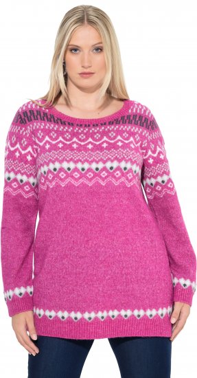 Ulla Popken Norwegian Style Pastel Tone Long Sleeve Sweater Summer Berry - Hettegensere og collegegensere - Myke gensere, hettegensere og strikk