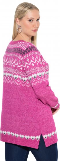 Ulla Popken Norwegian Style Pastel Tone Long Sleeve Sweater Summer Berry - Hettegensere og collegegensere - Myke gensere, hettegensere og strikk