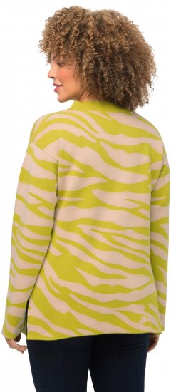 Ulla Popken Zebra Print Mock Turtleneck Long Sleeve Sweater Yellow Green - Hettegensere og collegegensere - 