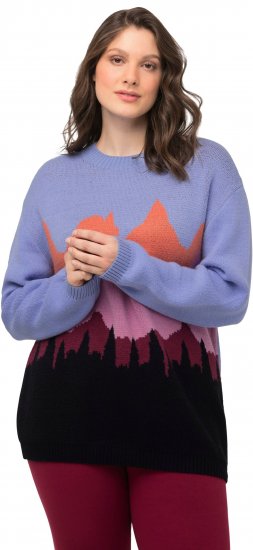 Ulla Popken Long Sleeve Knit Mountain Range Sweater Bright Purple - Hettegensere og collegegensere - Myke gensere, hettegensere og strikk